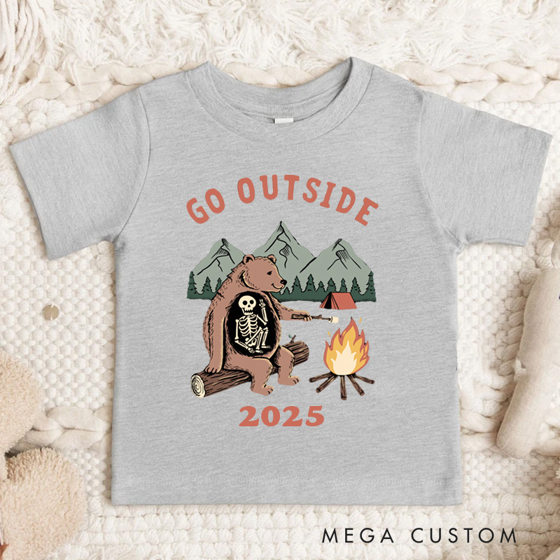 Personalized Go Outside Bear Campfire Adventure Kids T-Shirt