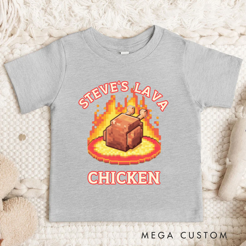 Personalized Steve's Lava Chicken Funny Graphic Kids T-Shirt 