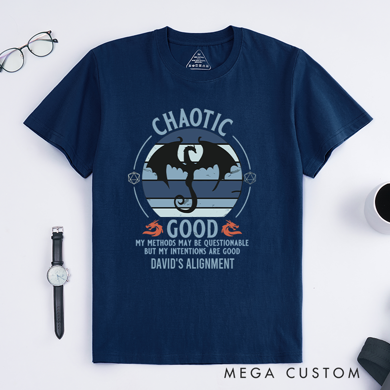 Personalized Chaotic Good DnD Geek Gamer T-Shirt Funny D&D Gift for Players Gift for Gamers Lover