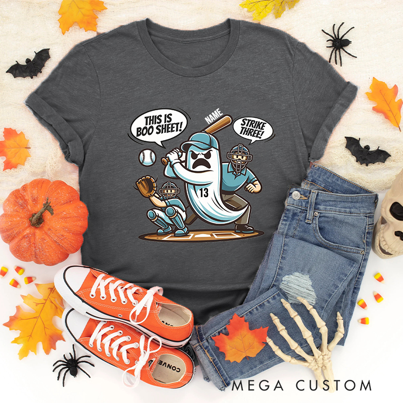 Personalized Baseball Ghost T-Shirt with Custom Name