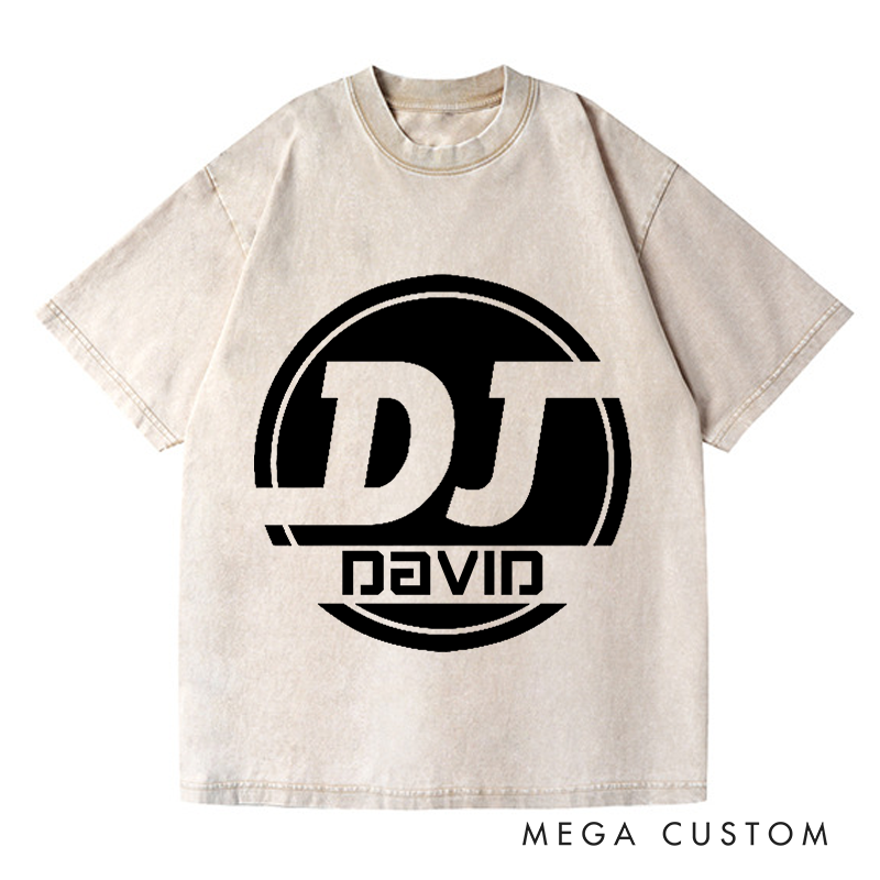 Personalized Washed T-Shirts DJ Name Music Tee