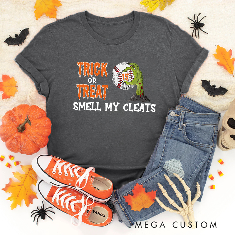 Personalized Trick or Treat Baseball T-Shirt with Custom Text 