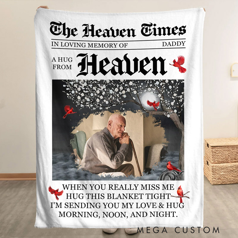 Personalized Memorial Blanket Custom Photo Remembrance Blanket The Heaven Times A Hug From Heaven Memorial Blanket