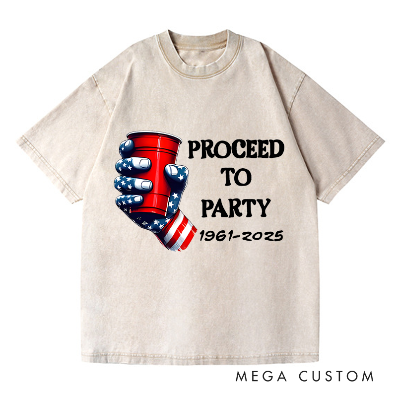 Personalized Washed T-Shirts Proceed to Party Patriotic Celebration Graphic T-Shirt