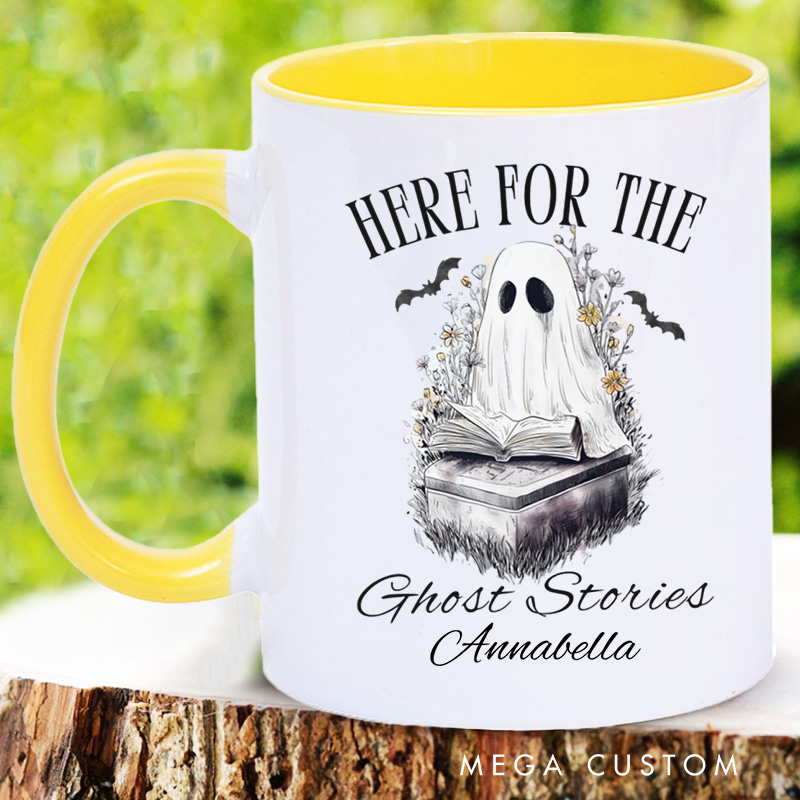 Personalized Here for the Ghost Stories Mugs Custom Halloween Ghost Mug with Name Reading Mug Book Lover Gift Reading Lover Halloween Gift