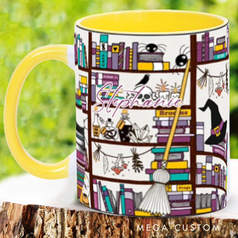 Personalized Witchy Gothic Bibliophile Mugs Custom Halloween Book Mug with Name Spooky Bookish Mug Book Lover Gift Reader Halloween Gift