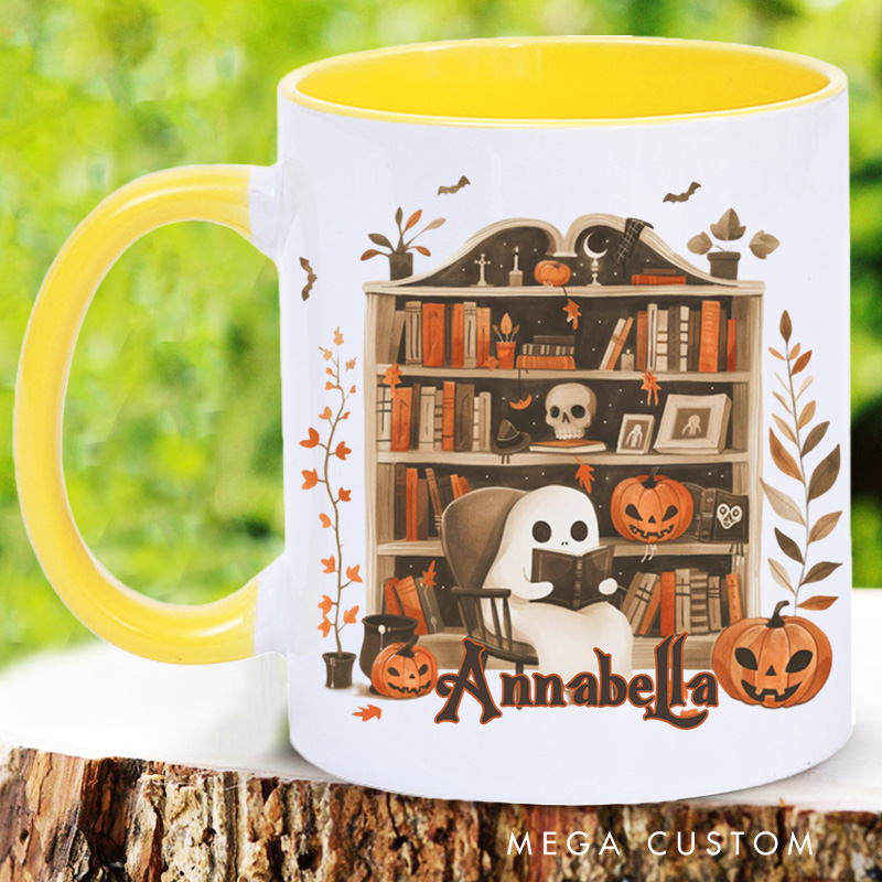 Personalized Reading Ghost Mugs Custom Ghostly Bookish Mug with Name Book Lover Gift Reading Lover Gift Halloween Gift