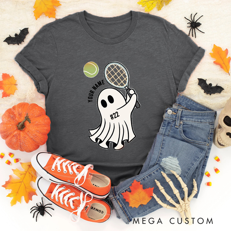 Personalized Ghost Tennis T-Shirt with Custom Name and Number  
