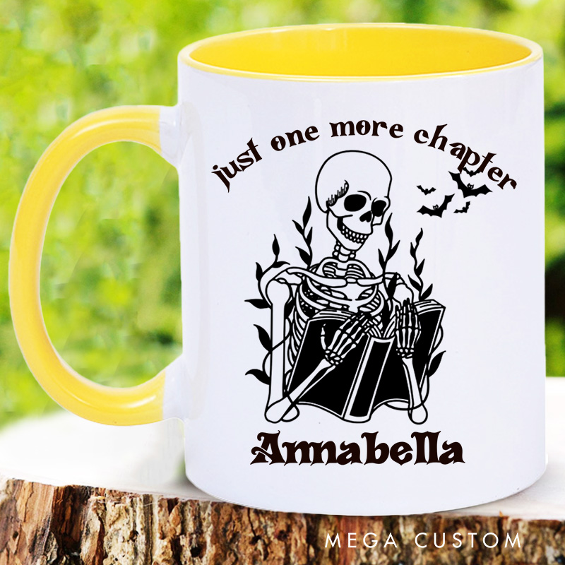 Personalized Just One More Chapter Mugs Custom Spooky Reader Coffee Mug with Name Librarian Mug Book Lover Gift for Bookish Halloween Gift