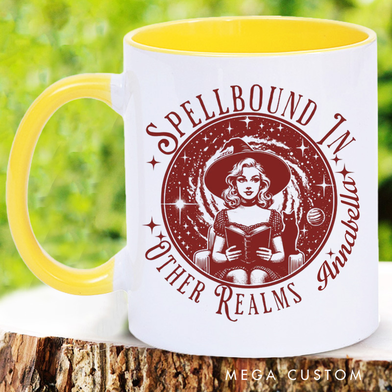Personalized Spellbound in Other Realms Mugs Dark Academia Coffee Cup with Name Halloween Witch Mug Book Lover Gift for Bookish Gift