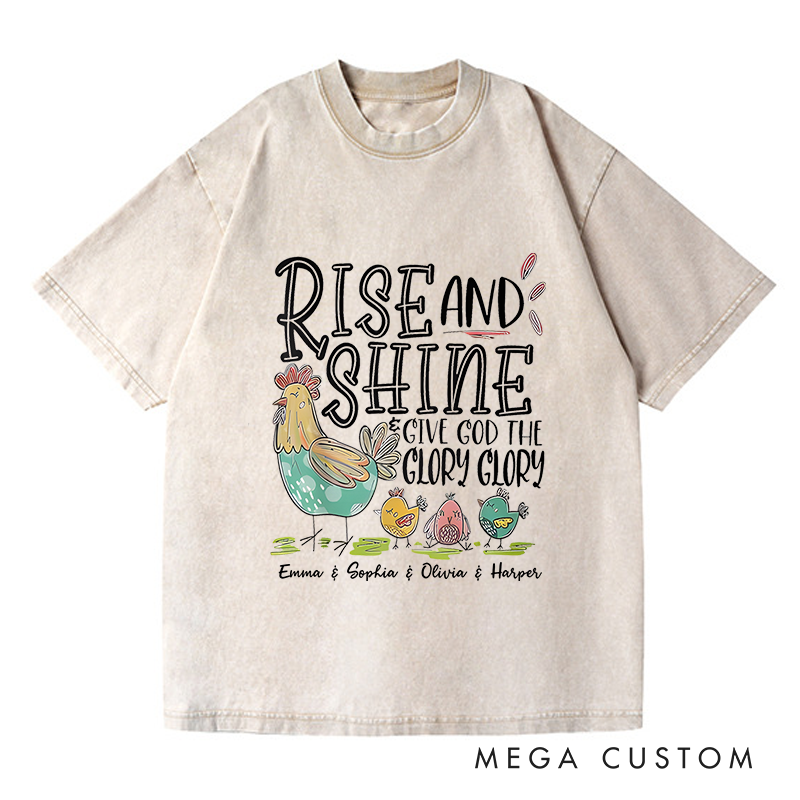 Personalized Washed T-Shirts Rise and Shine Give God the Glory Glory T-Shirt