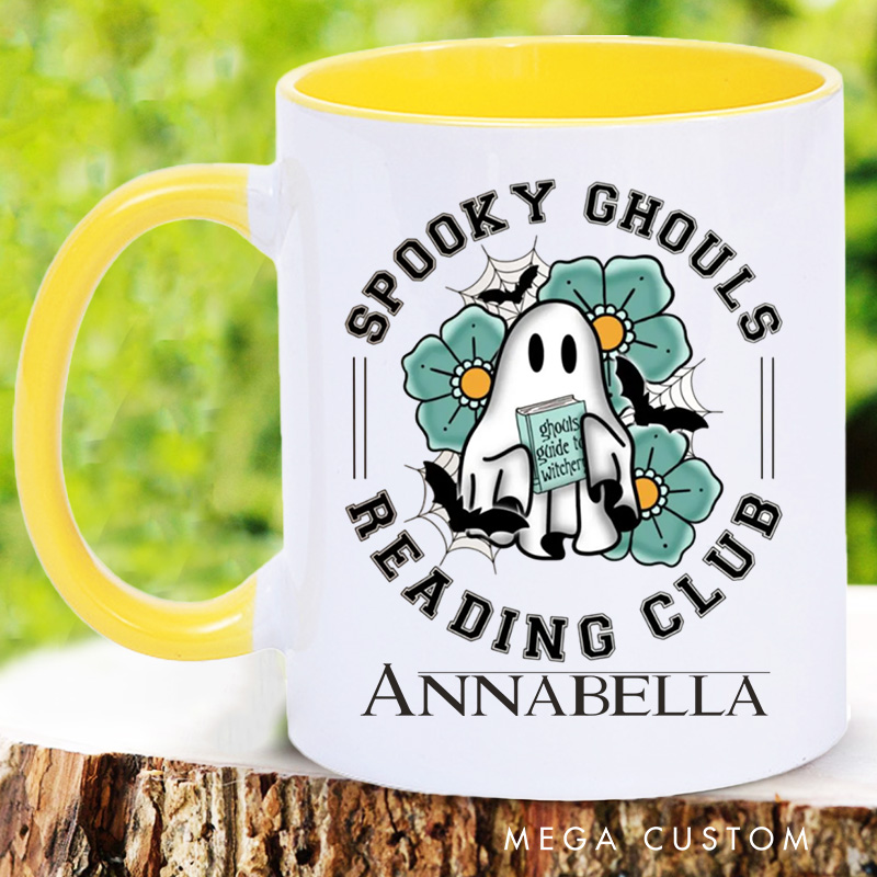 Personalized Spooky Ghoul Reading Club Mugs Spooky Book Reader Coffee Mug with Name Ghost Mug Book Lover Gift for Librarian Gift