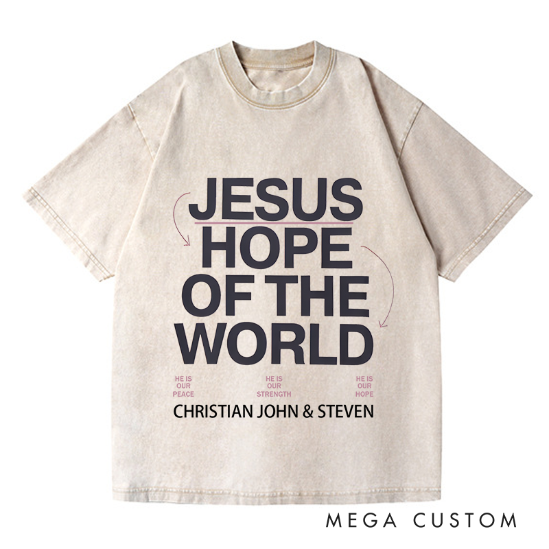 Personalized Washed T-Shirts Jesus Hope of the World T-Shirt