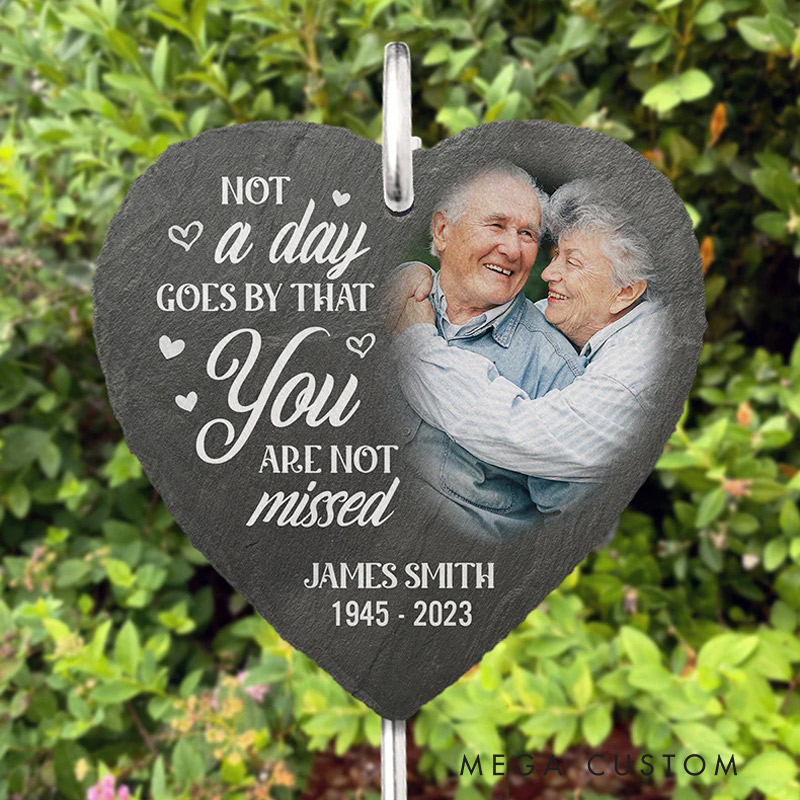 Personalized Memorial Grave Marker Photo You Will Live Forever In Our Hearts Keepsake Custom Garden Slate Sympathy Gift 