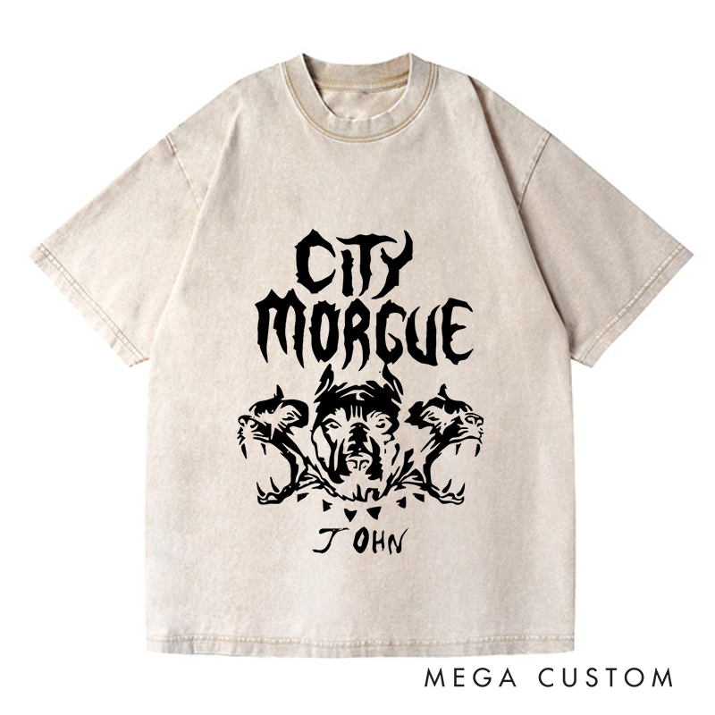 Personalized Washed T-Shirts Fierce and Edgy Artistic Skull and Beast T-Shirt
