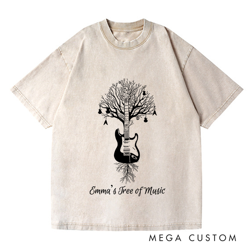 Personalized Washed T-Shirts Drum Kit T-Shirt Musical Drummer Tree Percussion in All Sizes T-Shirt