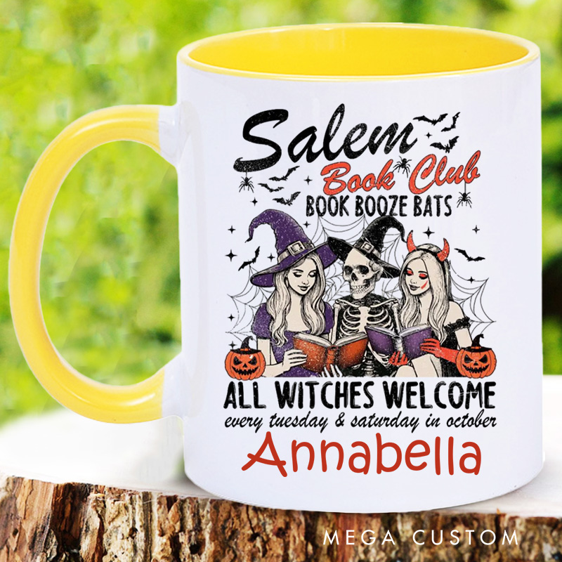 Personalized Book Club Mugs Custom Spooky Witch Coffee Mug with Name Halloween Mug Book Lover Gift for Librarian Gift Halloween Gift