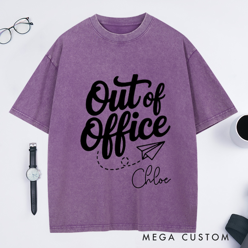 Personalized Out of Office Washed T-Shirt for Traveling Lovers Traveler Gifts Adventure Tee