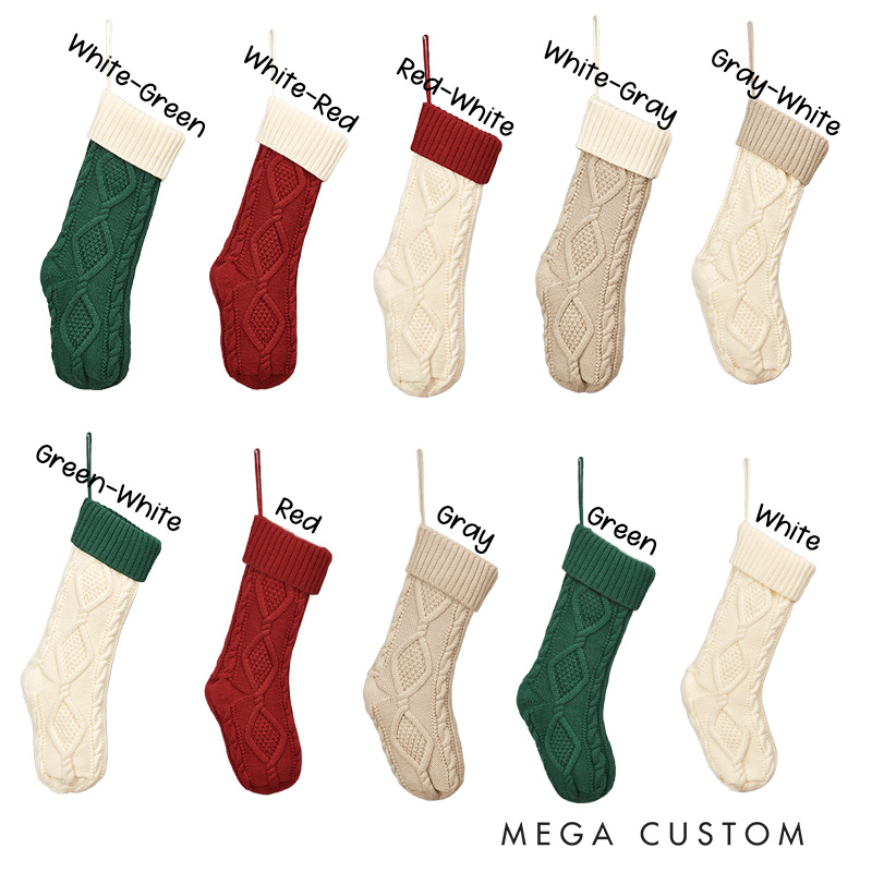 Personalized Knitted Christmas Stockings Monogram Family Christmas Stocking Gift Embroidered Christmas Stockings