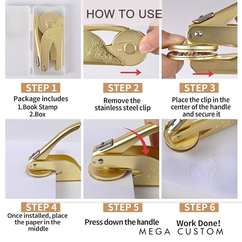 Personalized from the Library of Book Stamp Custom Book Embosser with Name Library Embosser Stamp for Book Lover Gift Librarian Gift