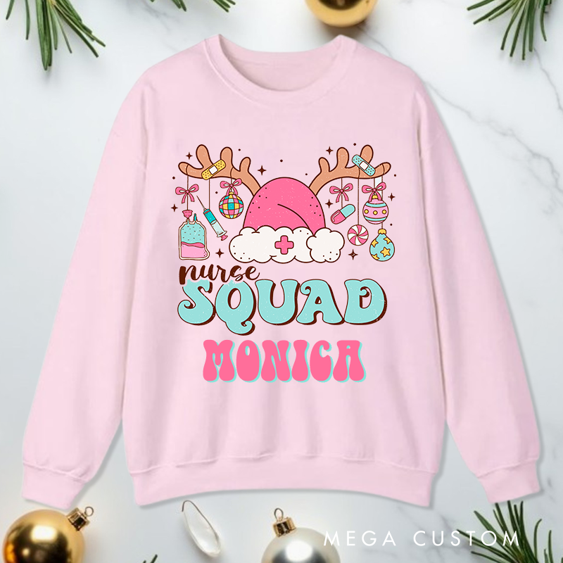 Personalized Nurse Sweatshirt Customized Nurse Squad Design Sweatshirt Nurse Christmas Gifts 