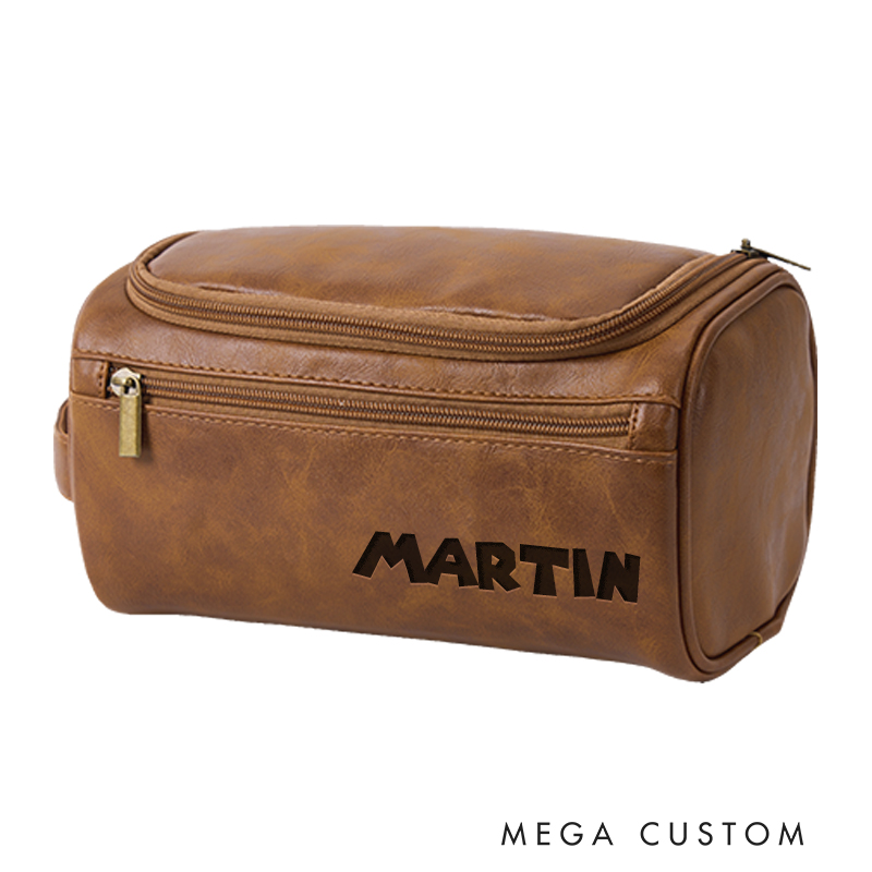 Personalized Game Inspired Leather Dopp Kit Gamer Mens Leather Toiletry Bag Engraved Dopp Bag Gift For Men