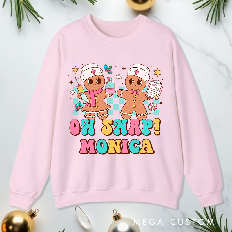 Personalized Nurse Sweatshirt Customized Gingerbread Nurse Design Sweatshirt Nurse Christmas Gifts 