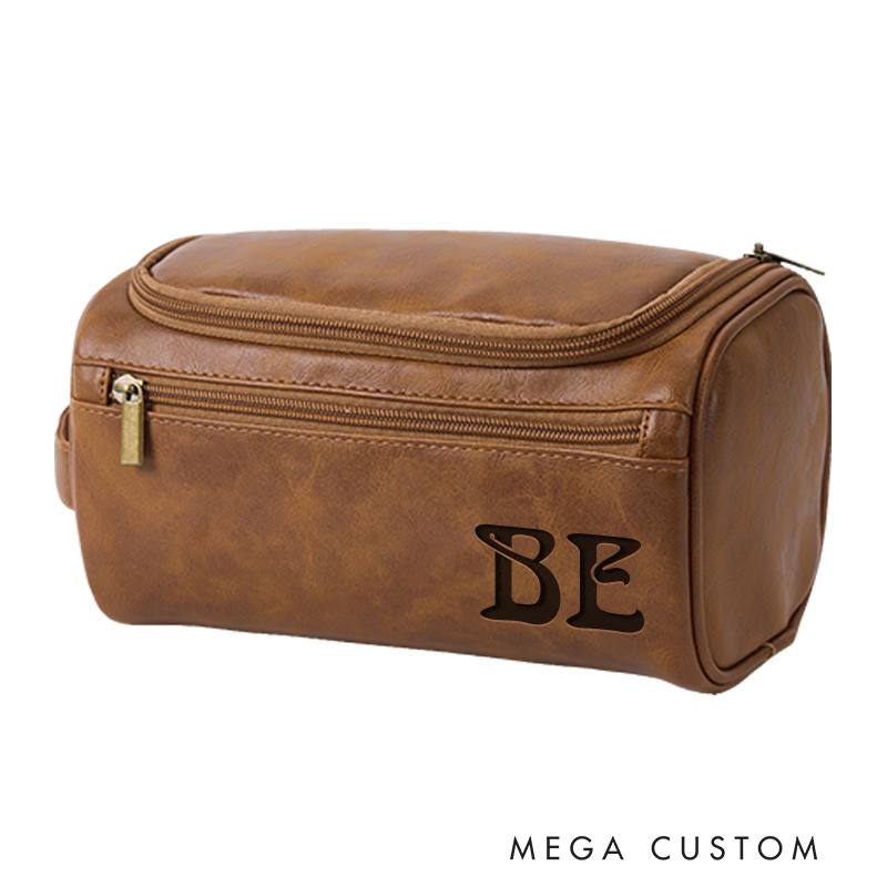 Personalized Art Nouveau Graphic Leather Dopp Kit Art Lover Mens Leather Toiletry Bag Engraved Dopp Bag Gift For Men