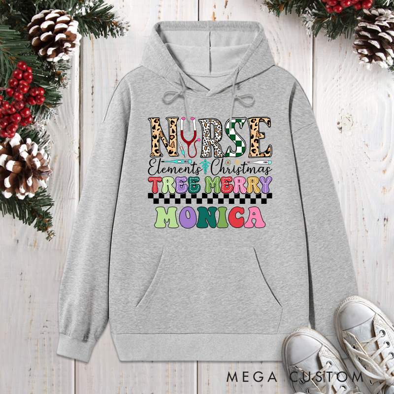 Personalized Hoodies for Nurse Customized Nurse Elements of Christmas Design Hoodies Xmax Gift