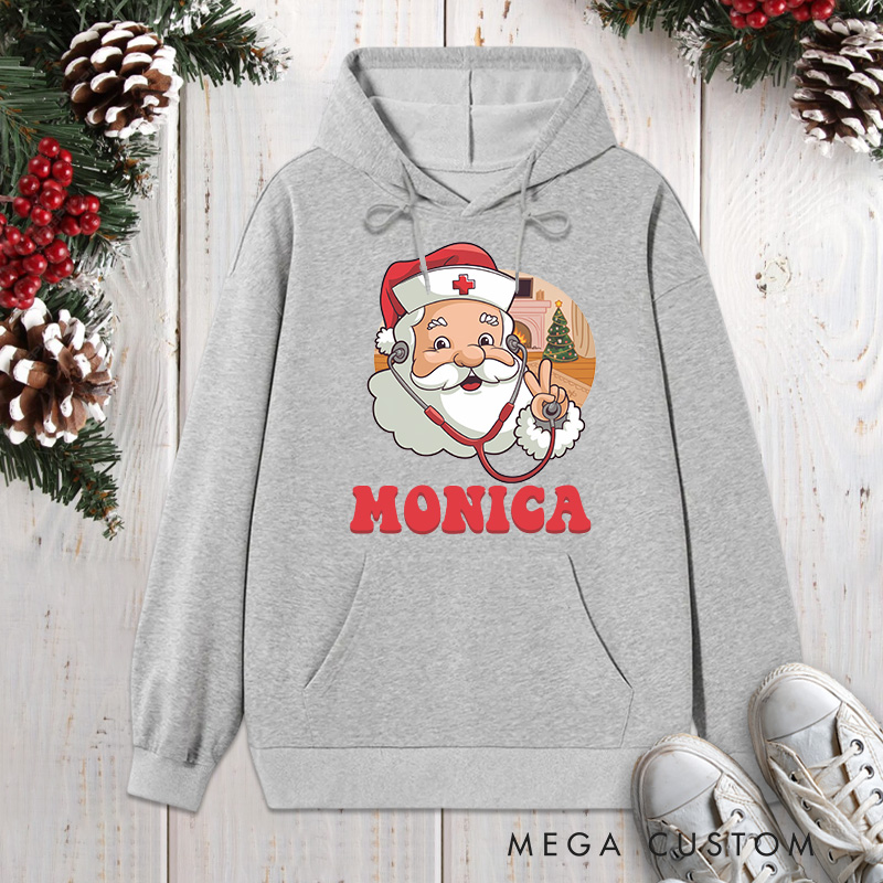 Personalized Hoodies for Nurse Customized Santa Nurse Design Hoodies Xmax Gift