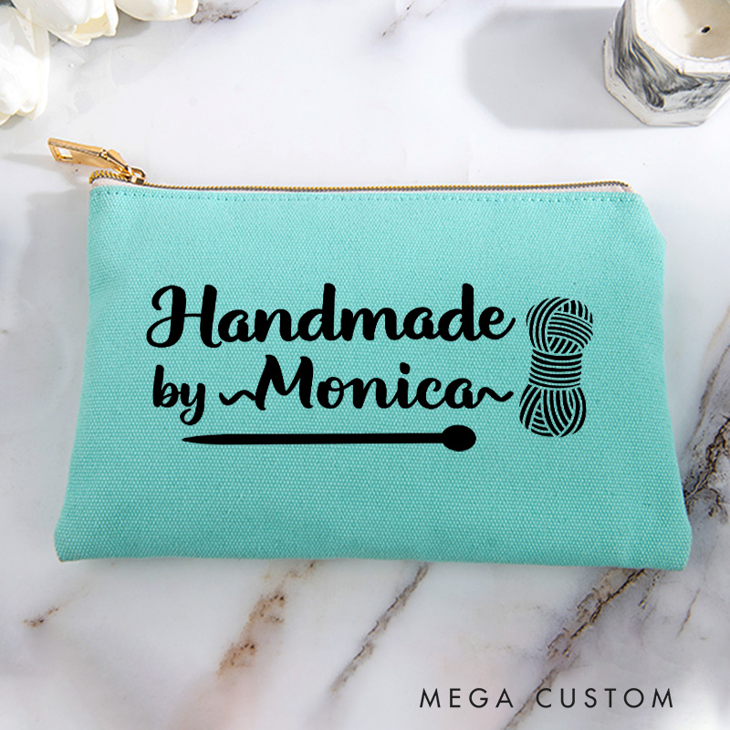 Personalized Handmade by Cosmetic and Toiletry Storage for Knitting Lover Makeup Bag Gift for Yarn Lovers