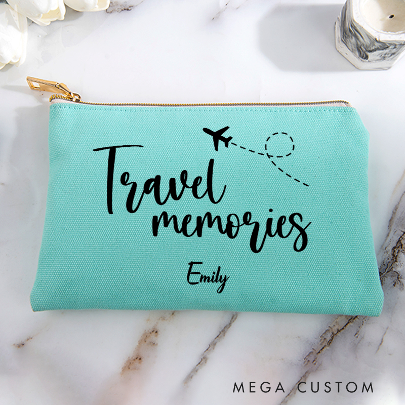 Personalized Travel Memories Storage Bag for Traveling Lover Zippered Project Pouch Gift for Travelers