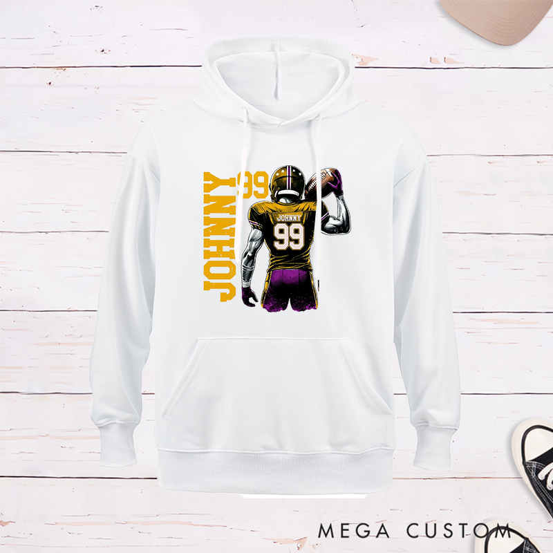 Personalized Football Hoodie with Custom Name, Number, and Unique Player Design