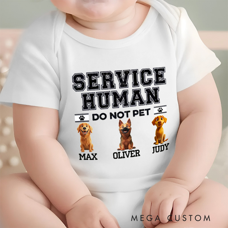 Personalized Service Human Do Not Pet Dog Baby Bodysuit Baby Shower Gift