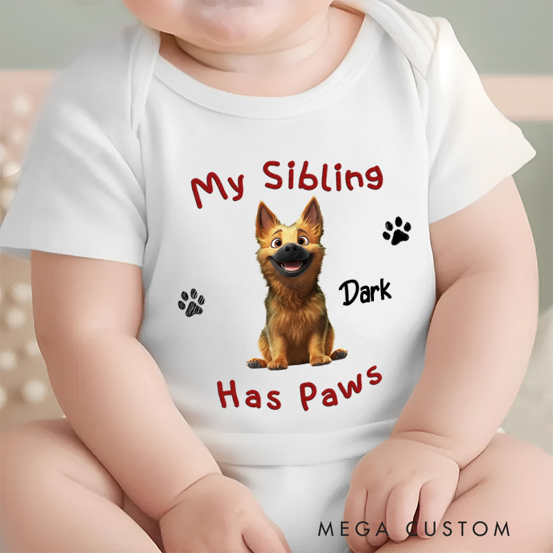 Personalized My Sibling Has Paw Baby Bodysuit Baby Shower Gift