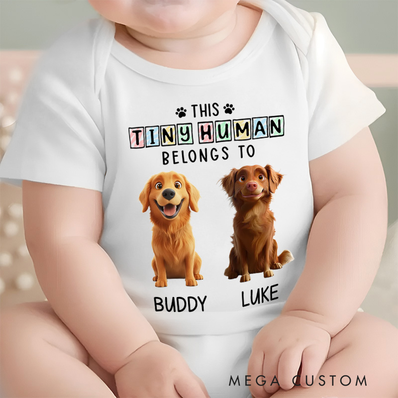 Personalized Tins Baby and Lovely Dogs Bodysuit Baby Shower Gift