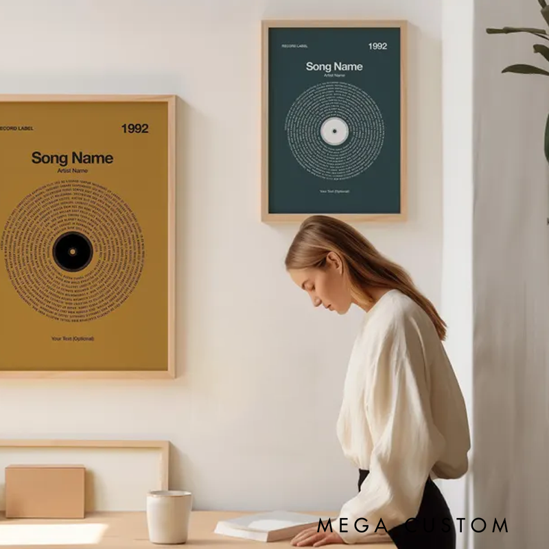 Personalized Vinyl Lyrics Print Without Frame Customizable Music Gift Typography Wall Art Personalized Music Lover Gift