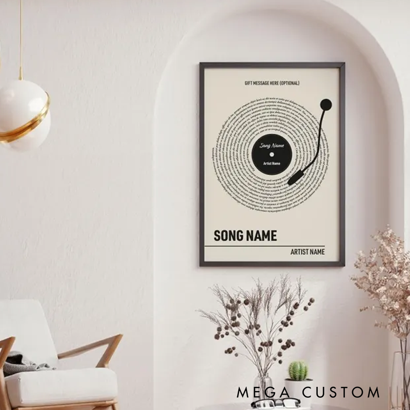 Personalized Vinyl Lyrics Print Without Frame Custom Music Poster Customizable Music Gift