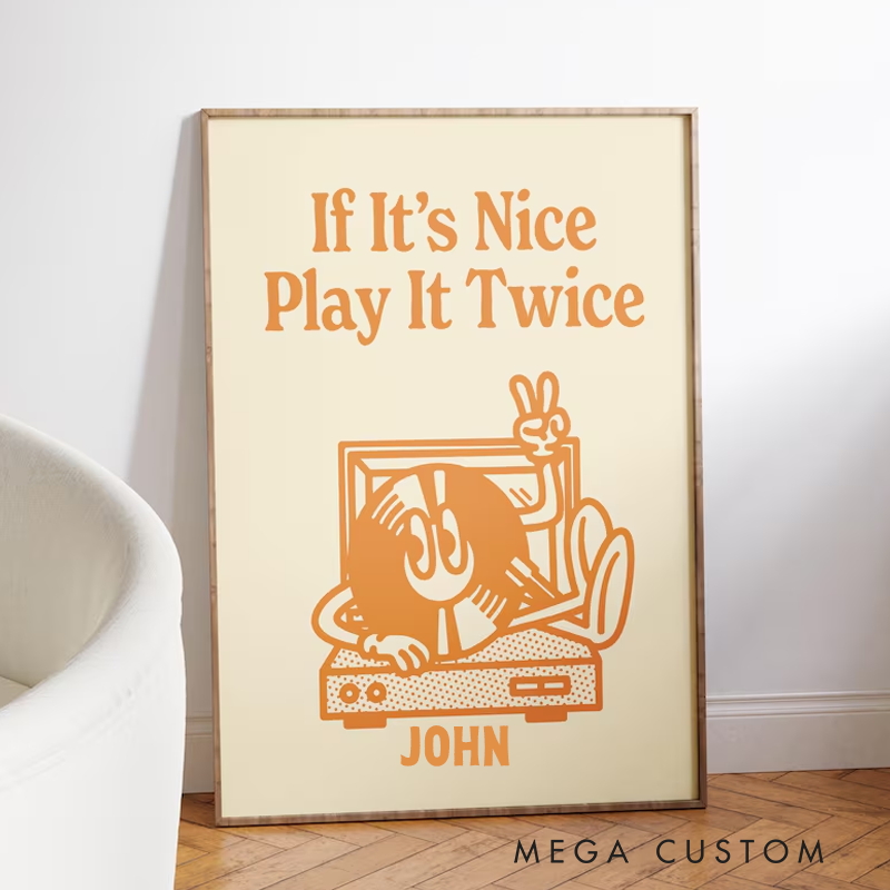 Personalized Retro Vinyl Wall Art Without Frame Printable Record Player Poster for Dorm Room or Music Lovers