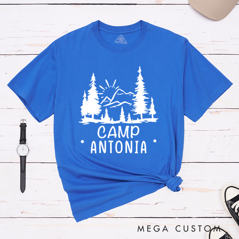 Personalized Simple Camping Summer T-Shirt Hiking Outdoors Nature Lovers Gift