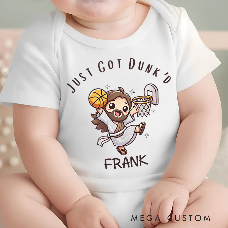 Personalized Just Got Dunk'd Baptism Baby Onesie Gift for Baby Shower