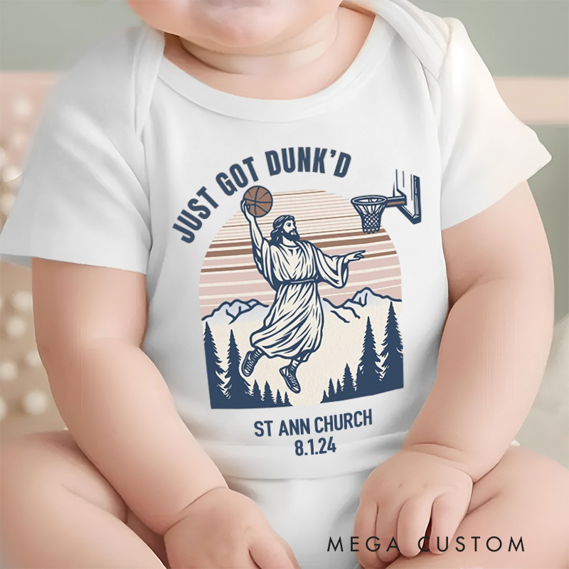 Personalized Just Got Dunk'd Baptism Baby Onesie Baby Keepsake Gift