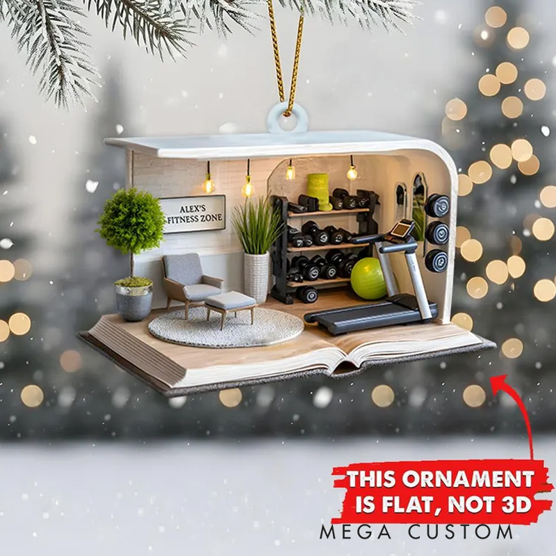 Personalized Flat Fitness Room Decoration Christmas Tree Fitness Gym Xmas Ornament Gift for Gym Lover