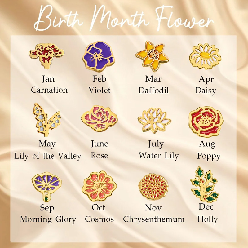 Personalized Dainty 1-8 Colorful Birth Flower Pendant Necklace Family Jewelry Birthday Mother's Day Gardening Loves Gift for Women