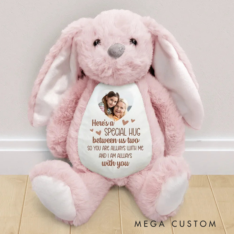 Personalized Memorial Bunny Plush With Custom Photo Remembrance Keepsake Here's A Special Hug Soft Toy Bunny