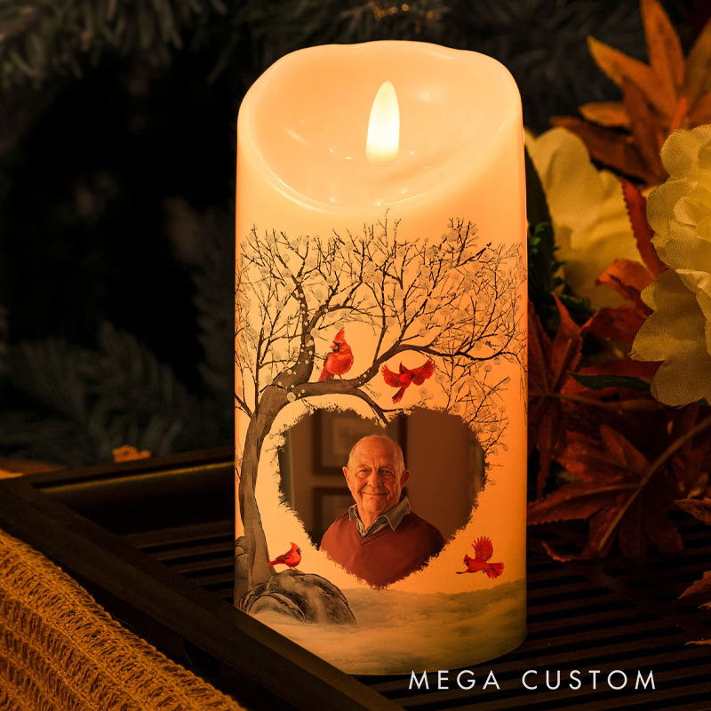 Personalized Photo LED Candle The Moment Your Heart Stopped Mine Changed Forever Custom Memory Flameless LED Candle Sympathy Gift