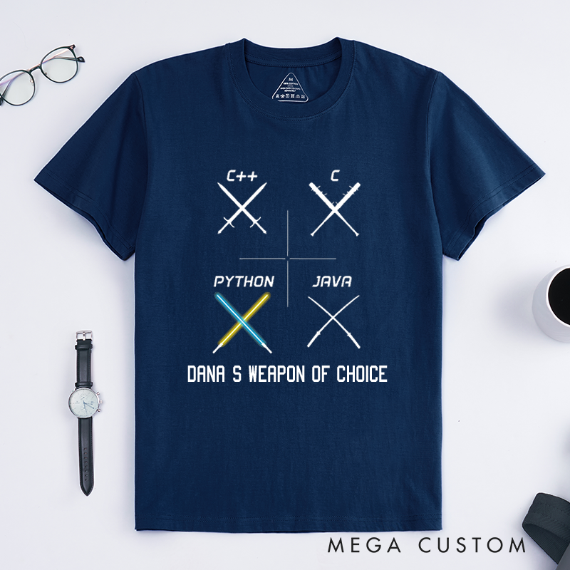 Personalized Select Your Weapon T-Shirt Developers and Technology Enthusiasts Shirt Gift Geek Nerd Programmer