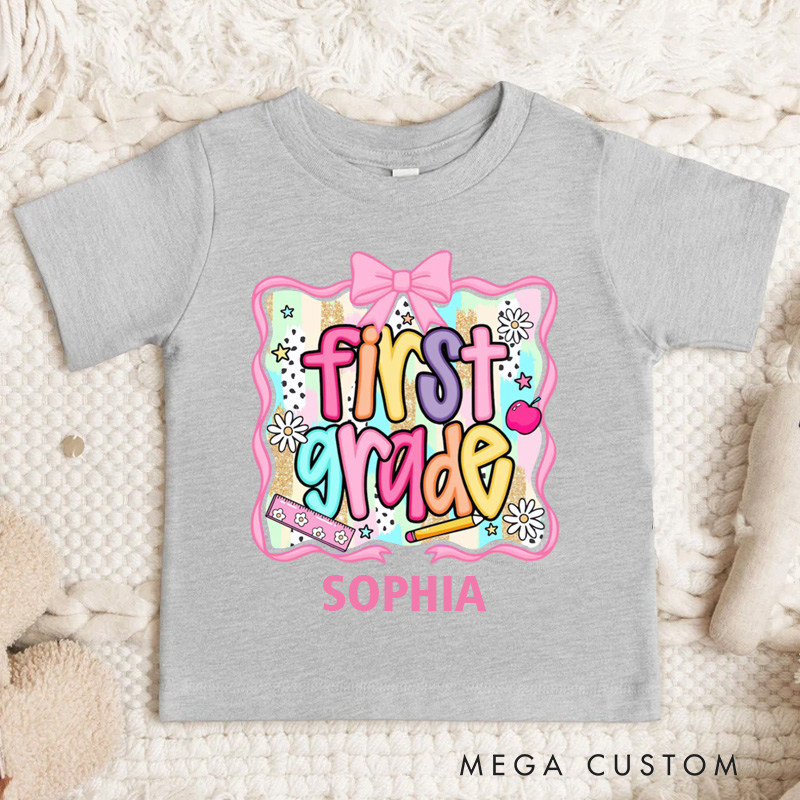 Personalized Preppy Back to School Kids Shirt Custom Name Shirt for Kids Cute Kindergarten Shirt First Day of School Shirt
