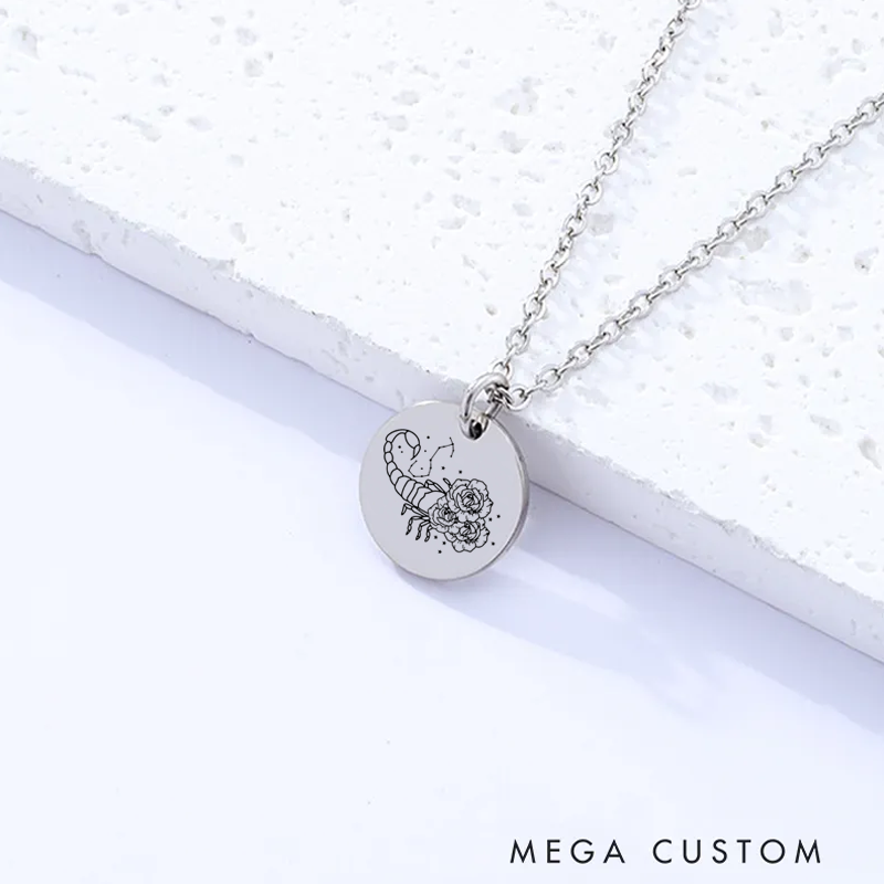 Personalized Engraved Necklace With Name Zodiac Signs Gifts for Women Birthday Gift 