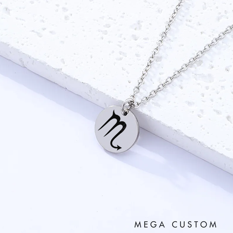 Personalized Engraved Necklace With Name Zodiac Signs Gifts for Women Birthday Gift